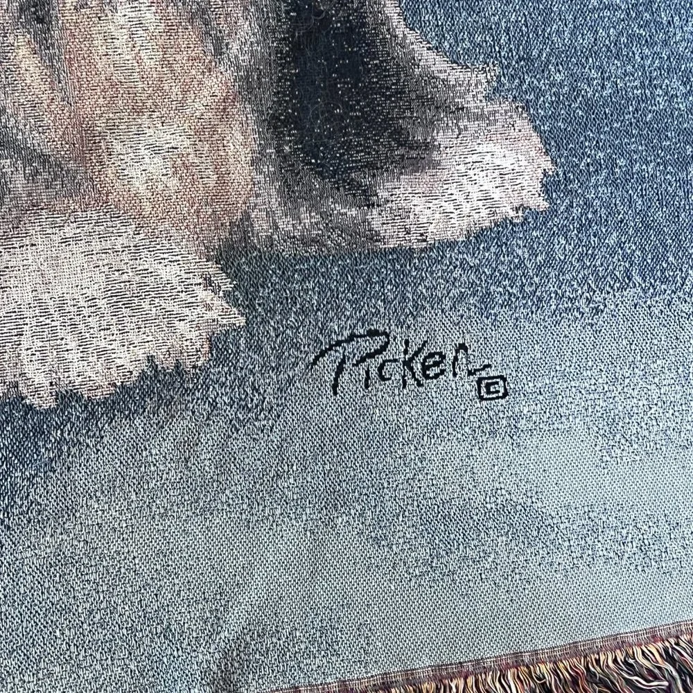 Linda Picken Shih Tzu Dog Tapestry Throw Lap Blanket 57x46 Woven Fringed Pet Art